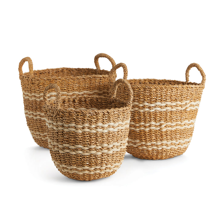 Jute & Seagrass Baskets, Set of 3