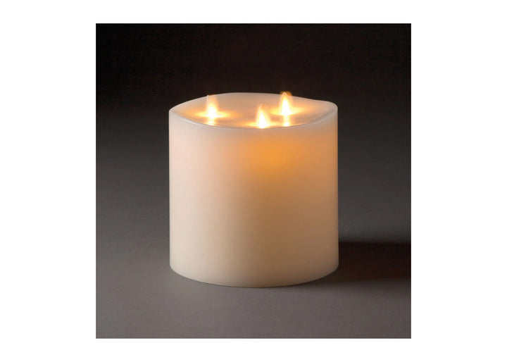 Moving Flame Indoor Tri-Flame Pillar Set of 2 - 6" x 6"
