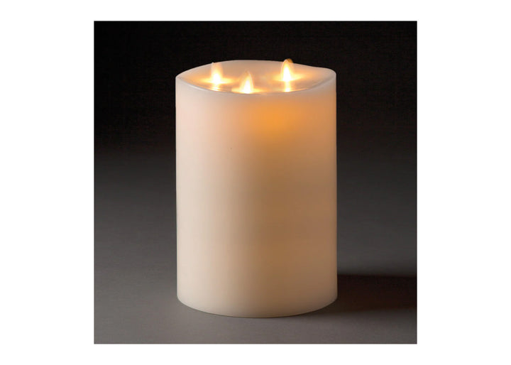 Moving Flame Indoor Tri-Flame Pillar Set of 2 - 6" x 10"