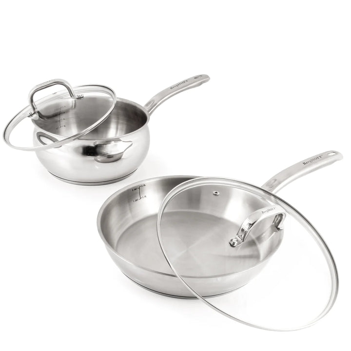 Stainless Steel Cookware Set with Glass Lids - 12pc