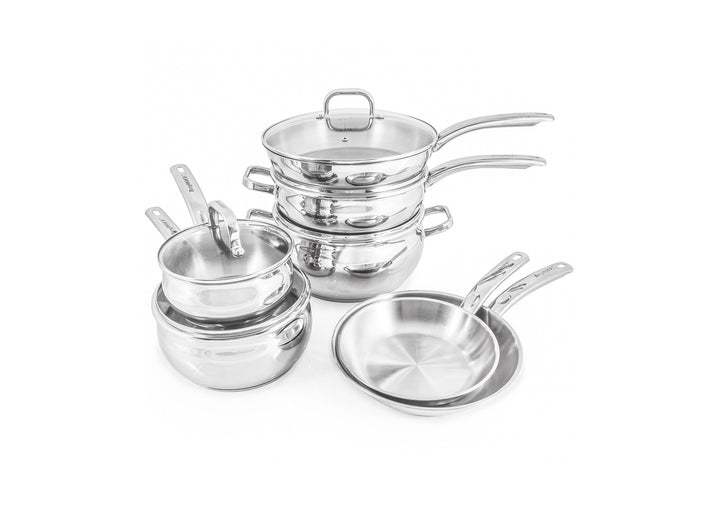 Stainless Steel Cookware Set with Glass Lids - 12pc