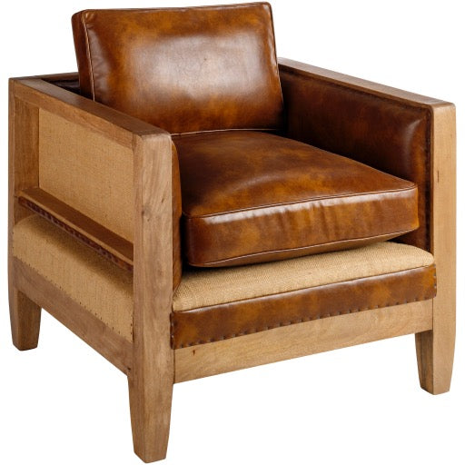 Western Leather & Jute Arm Chair