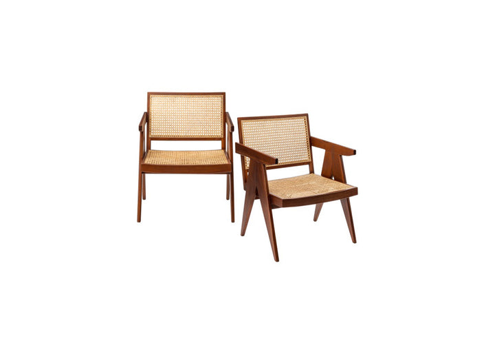 Duval Rattan Dining Chair w/ Arms - Brown - Set of 2