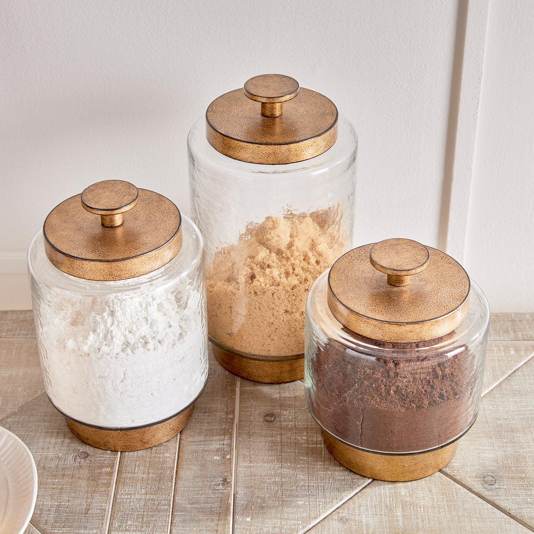 Metal and Glass Canister Set