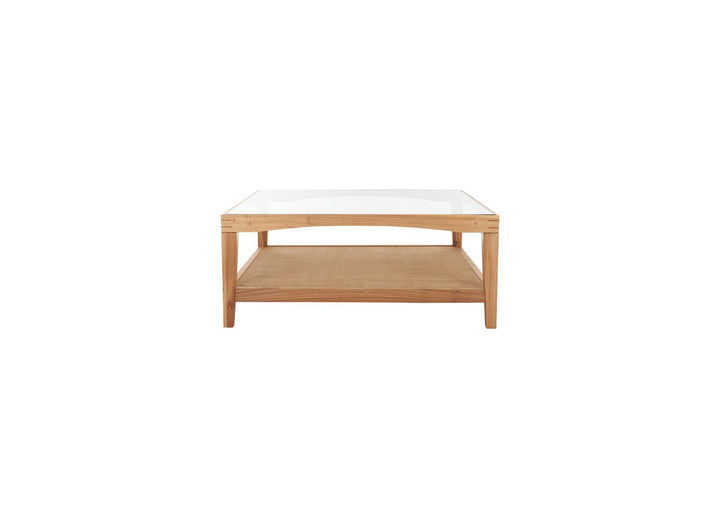 Nala Square Glass And Linen Coffee Table