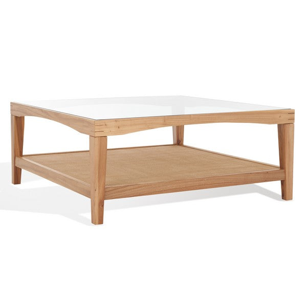 Nala Square Glass And Linen Coffee Table