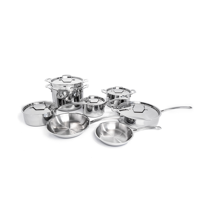 Professional 13Pc Stainless Steel Tri-Ply Cookware Set